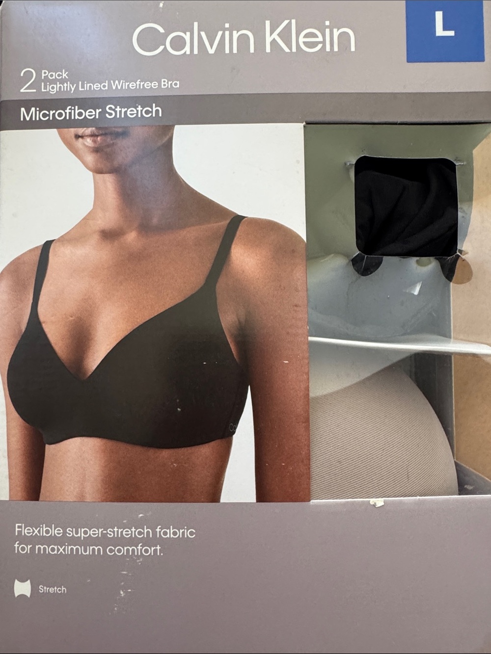 Calvin Klein 2-Pack Lightly Lined Wirefree Microfiber Bras - Black & Beige
